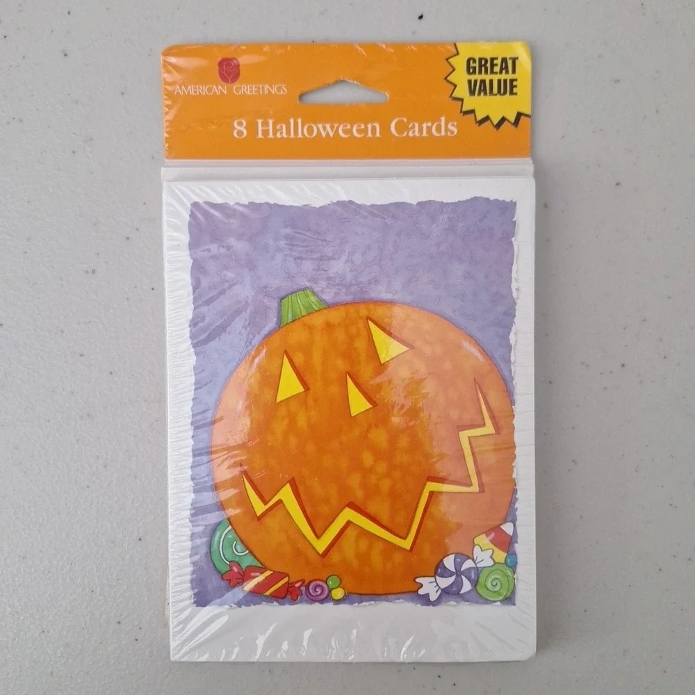 Vintage American Greetings Halloween Cards Jack-O-Lantern Pumpkin 8 Cards